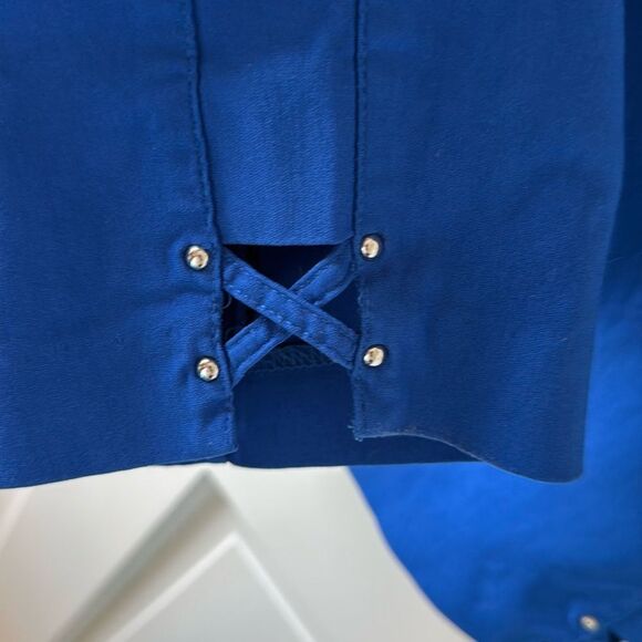 COUNTERPARTS ROYAL BLUE PULL ON PANTS SIZE 8 ANKLE ELASTIC WAIST - Picture 3 of 6